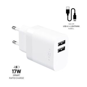 FIXED 2x USB Travel Charger 17W + USB/Lightning Ca