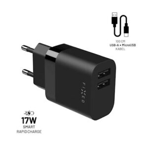 FIXED 2x USB Travel Charger 17W + USB/micro USB Ca